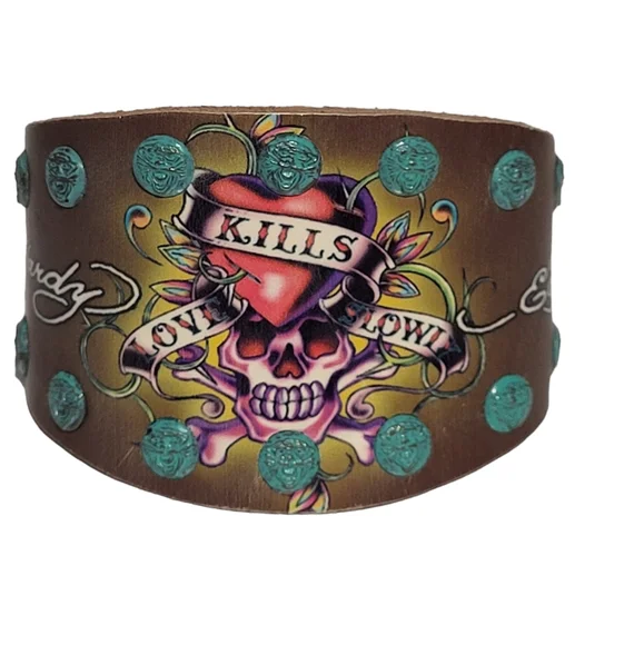 Ed Hard Unisex Genuine Leather Bracelet One Size Fit all. - Picture 2 of 7